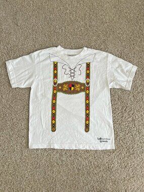 Y2K Disney World EPCOT Germany Lederhosen Youth T-Shirt Cotton Size L